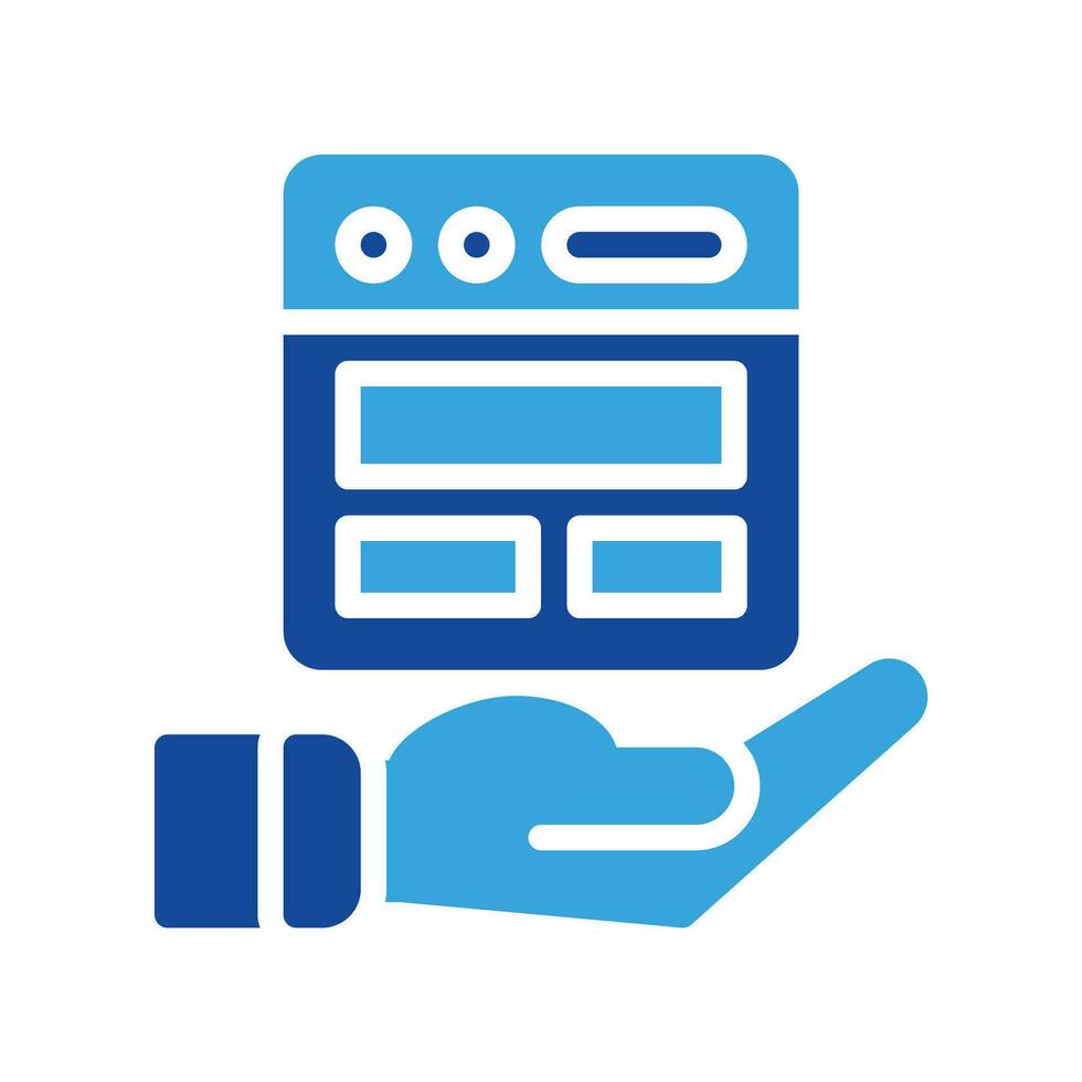 website and hand icon outline black style or logo illustration. Business and finance icons vector