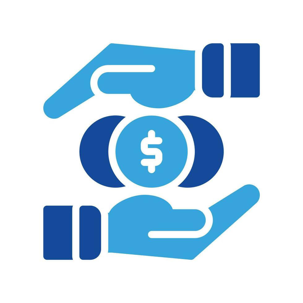 coin dollar and hand icon outline black style. Business and finance icons vector