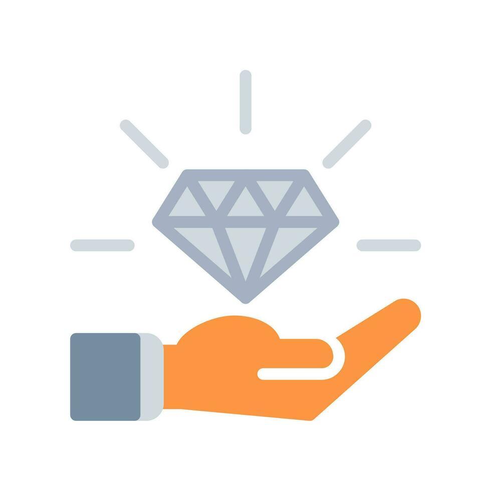 diamond and hand icon outline black style. Business and finance icons vector