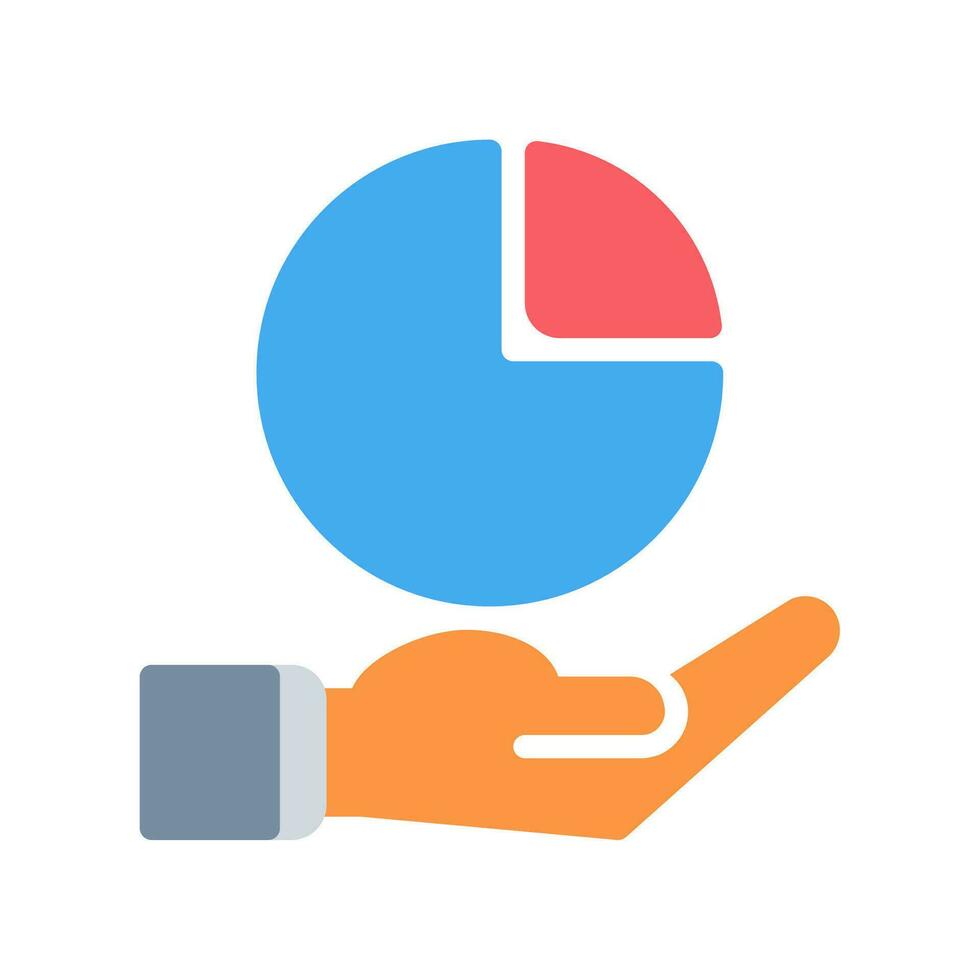 pie chart icon and hand icon outline black style. Business and finance icons vector