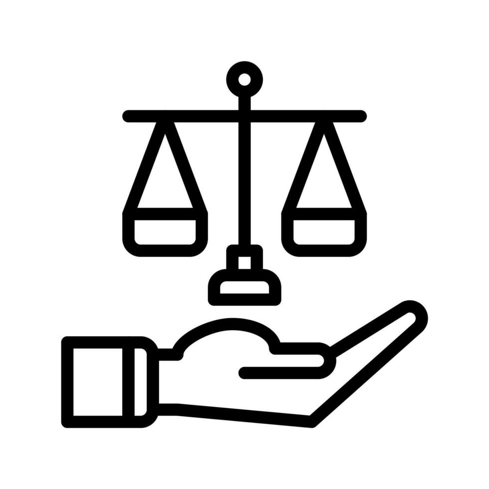 law icon and hand icon outline black style. Business and finance icons vector