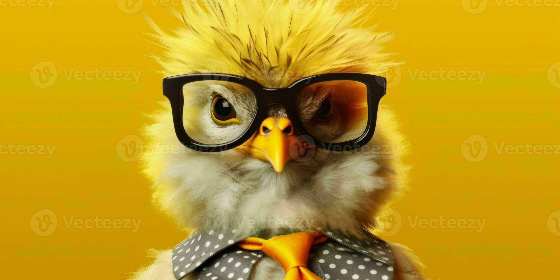 AI generated Cute and Funny Chicken Wearing Glasses and Casual Outfit. Generative AI photo