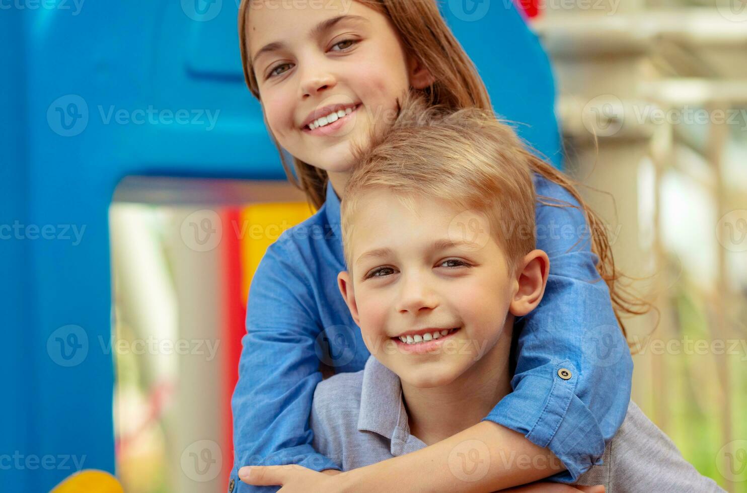 Little friends playing outdoors photo