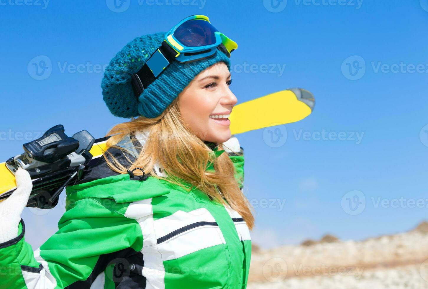 Beautiful skier woman photo