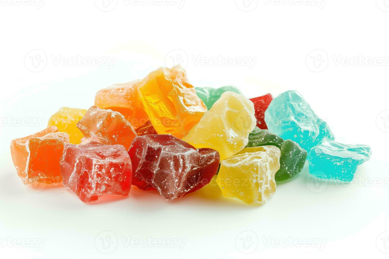 AI generated Colorful fruit jelly candies isolated on white photo