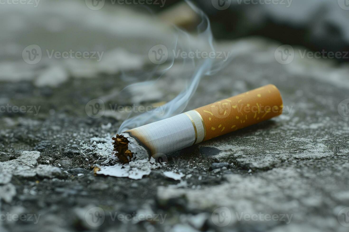 AI generated Cigarette butts on the ground. Smoking cessation photo