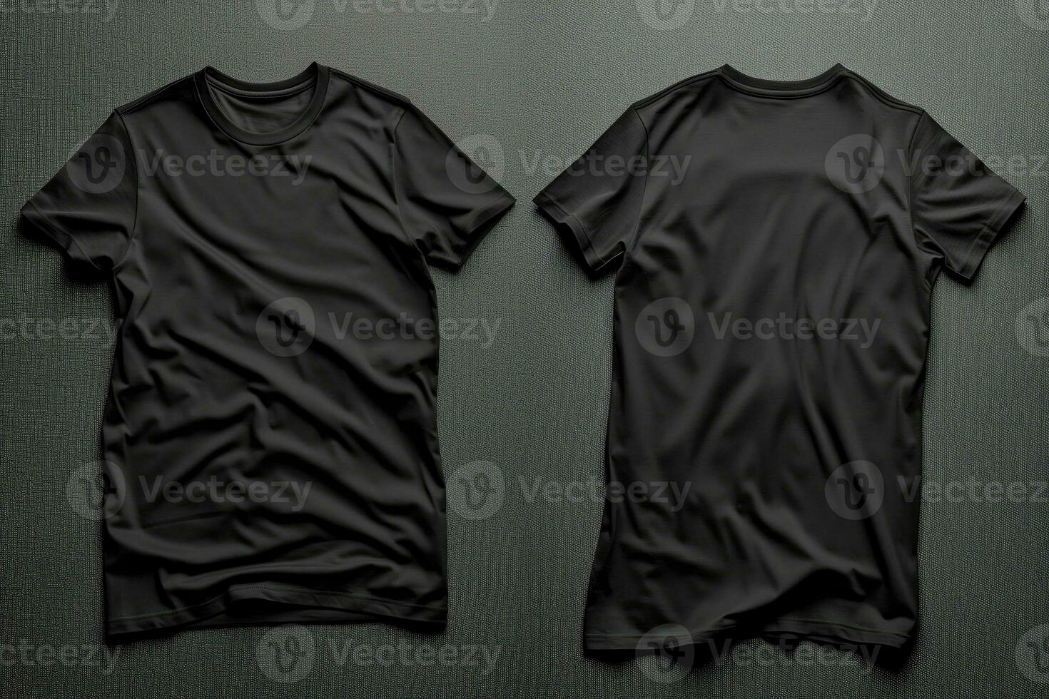 AI generated Black t-shirts front and back view, mockup photo