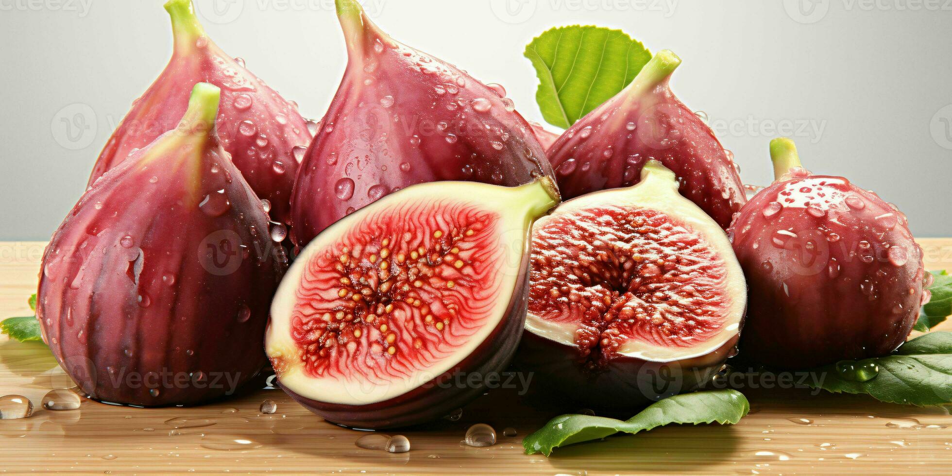 AI generated Fresh Figs with Water Drops. Generative AI photo