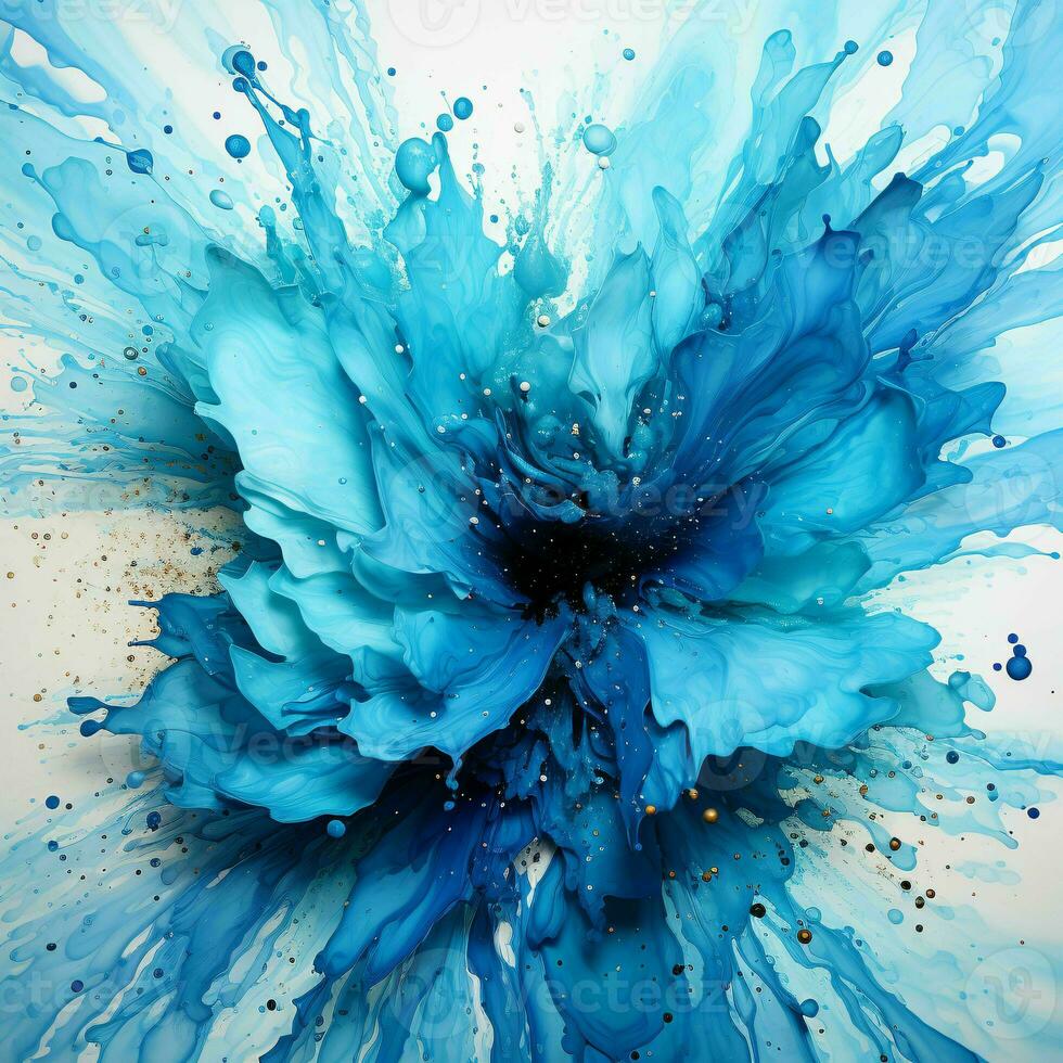 AI generated Blue Paint Splash on White Background. Paint Stain. Generative AI photo
