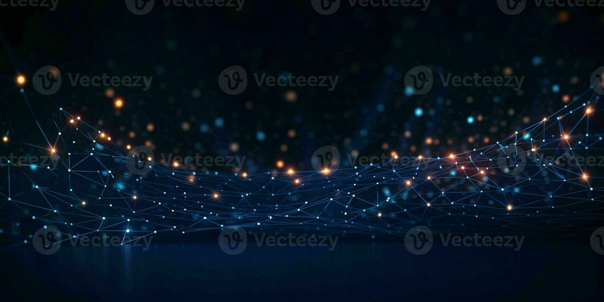 AI generated Technology Network Connection Background. Big Data Banner. Generative AI photo
