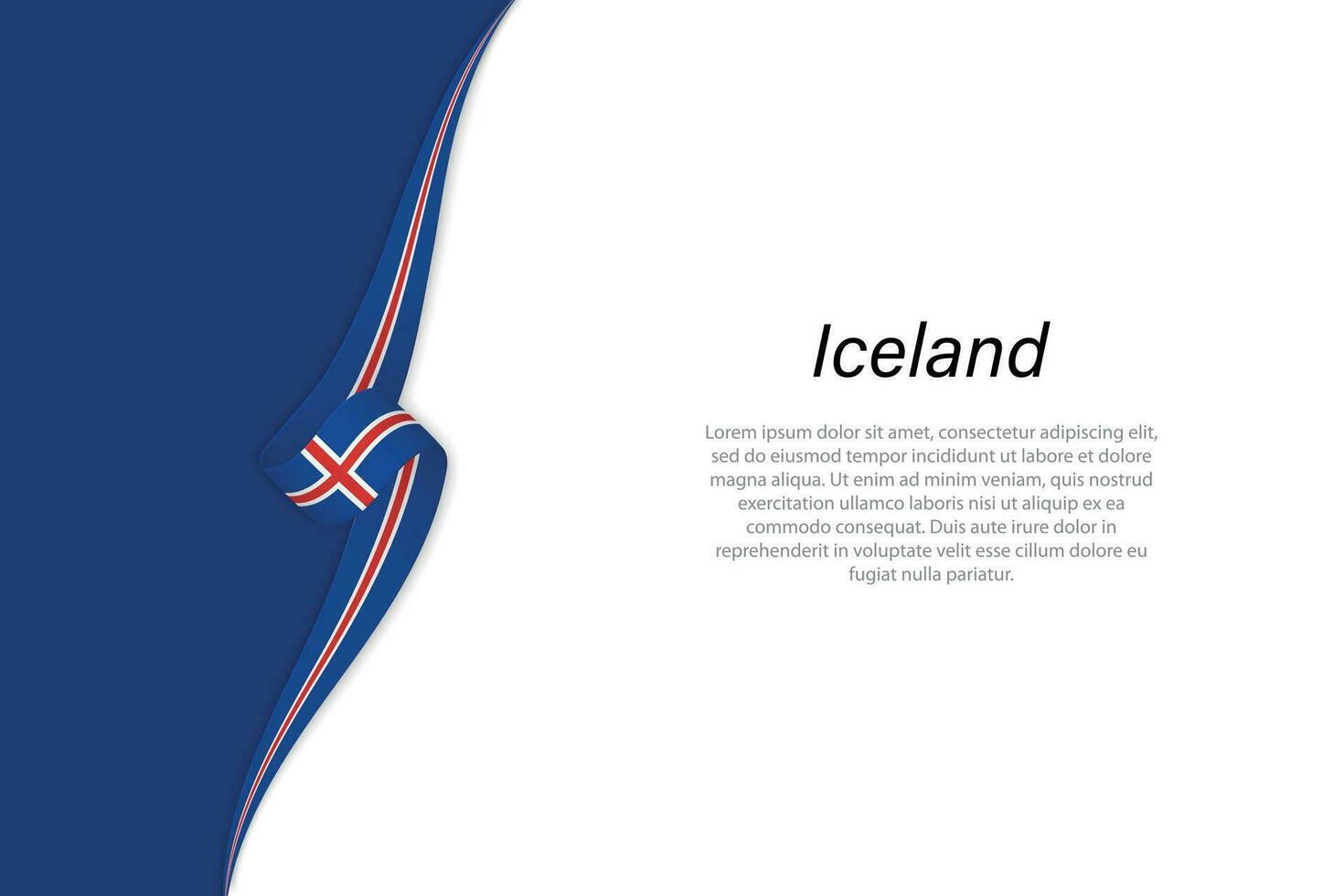 Wave flag of Iceland with copyspace background. vector
