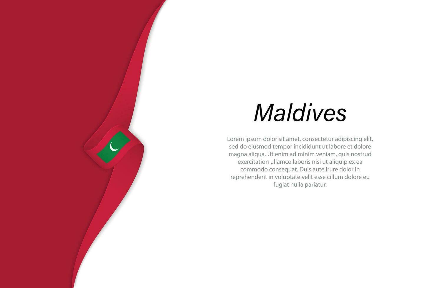 Wave flag of Maldives with copyspace background vector