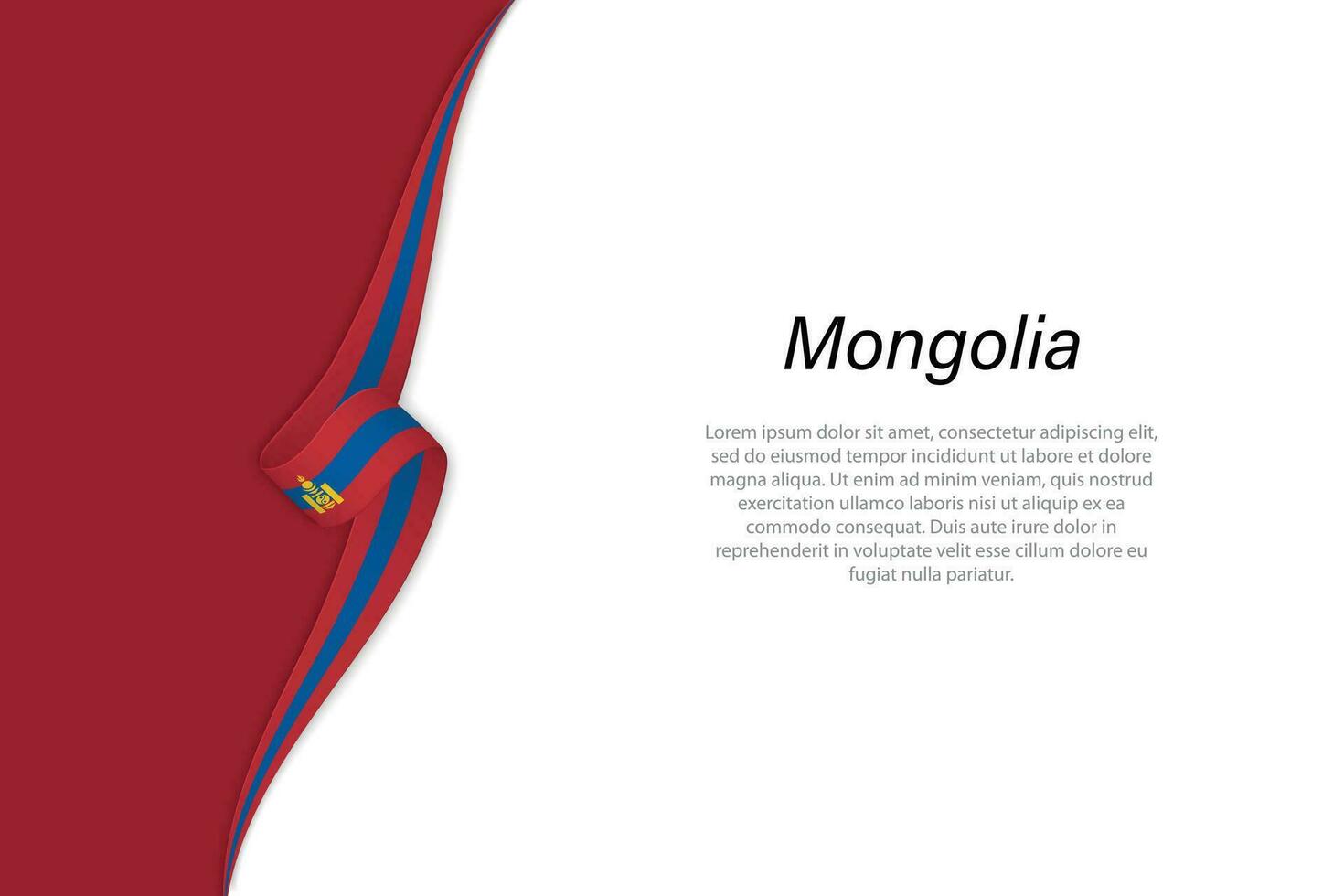 Wave flag of Mongolia with copyspace background vector