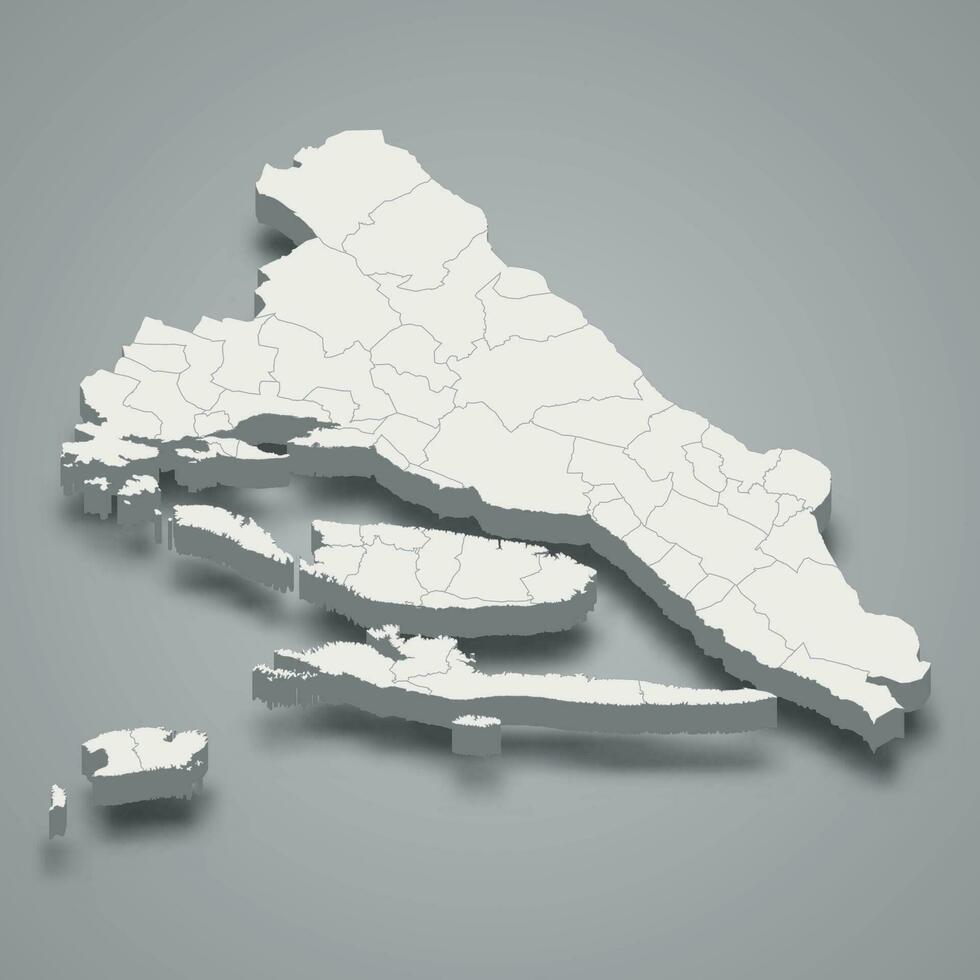 3d isométrica mapa de Split-Dalmacia es un condado de Croacia vector