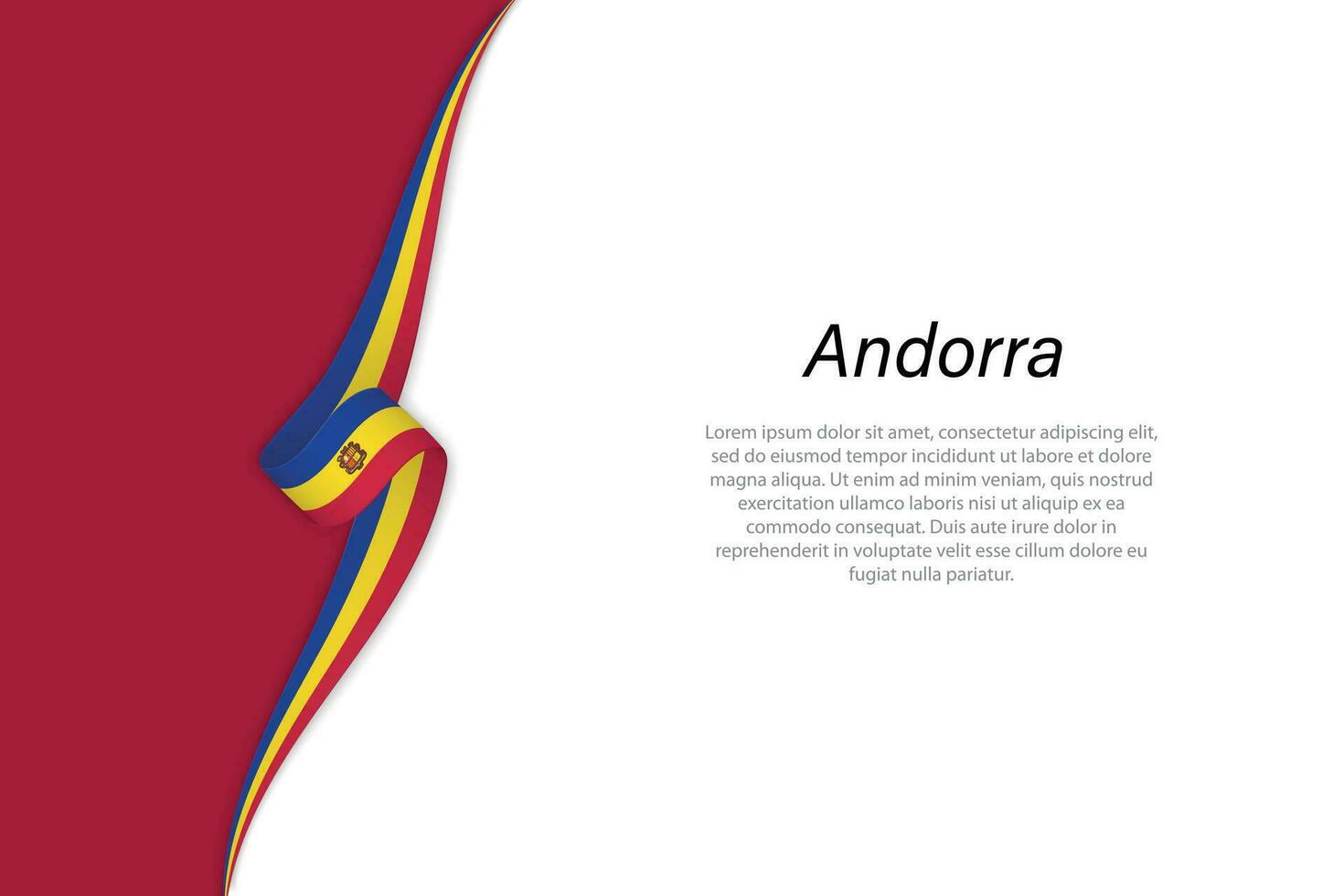 Wave flag of Andorra with copyspace background. vector