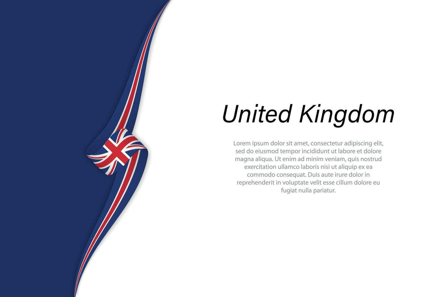 Wave flag of United Kingdom with copyspace background. vector