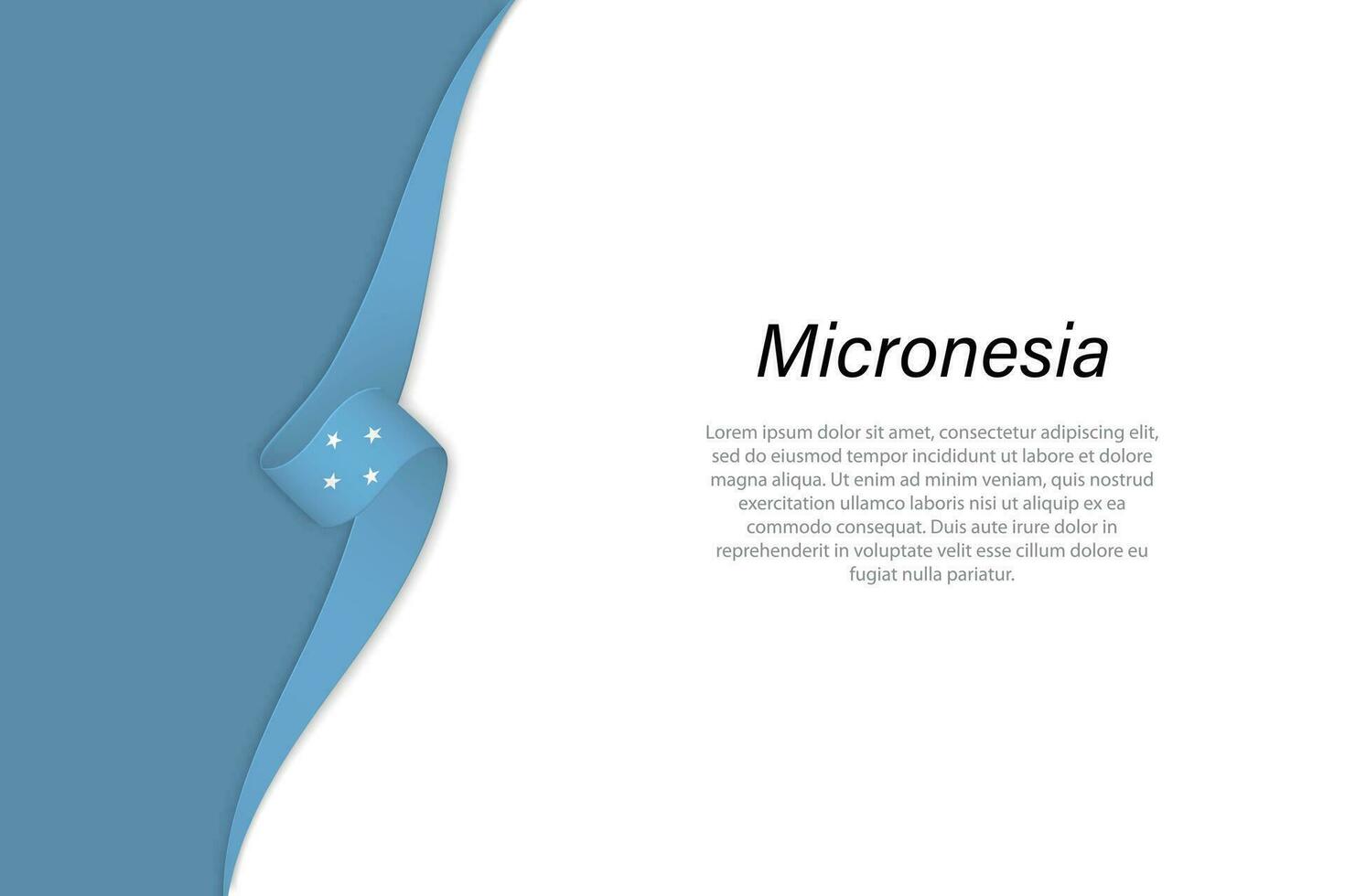 Wave flag of Micronesia with copyspace background vector