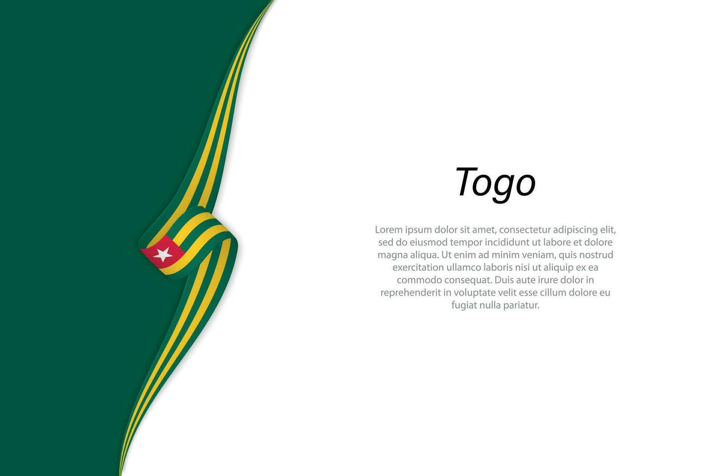 Wave flag of Togo with copyspace background vector