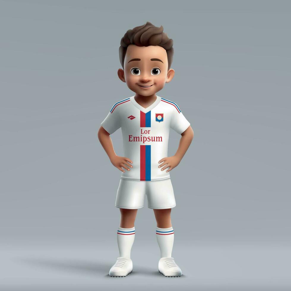 3d cartoon cute young soccer player in football uniform vector