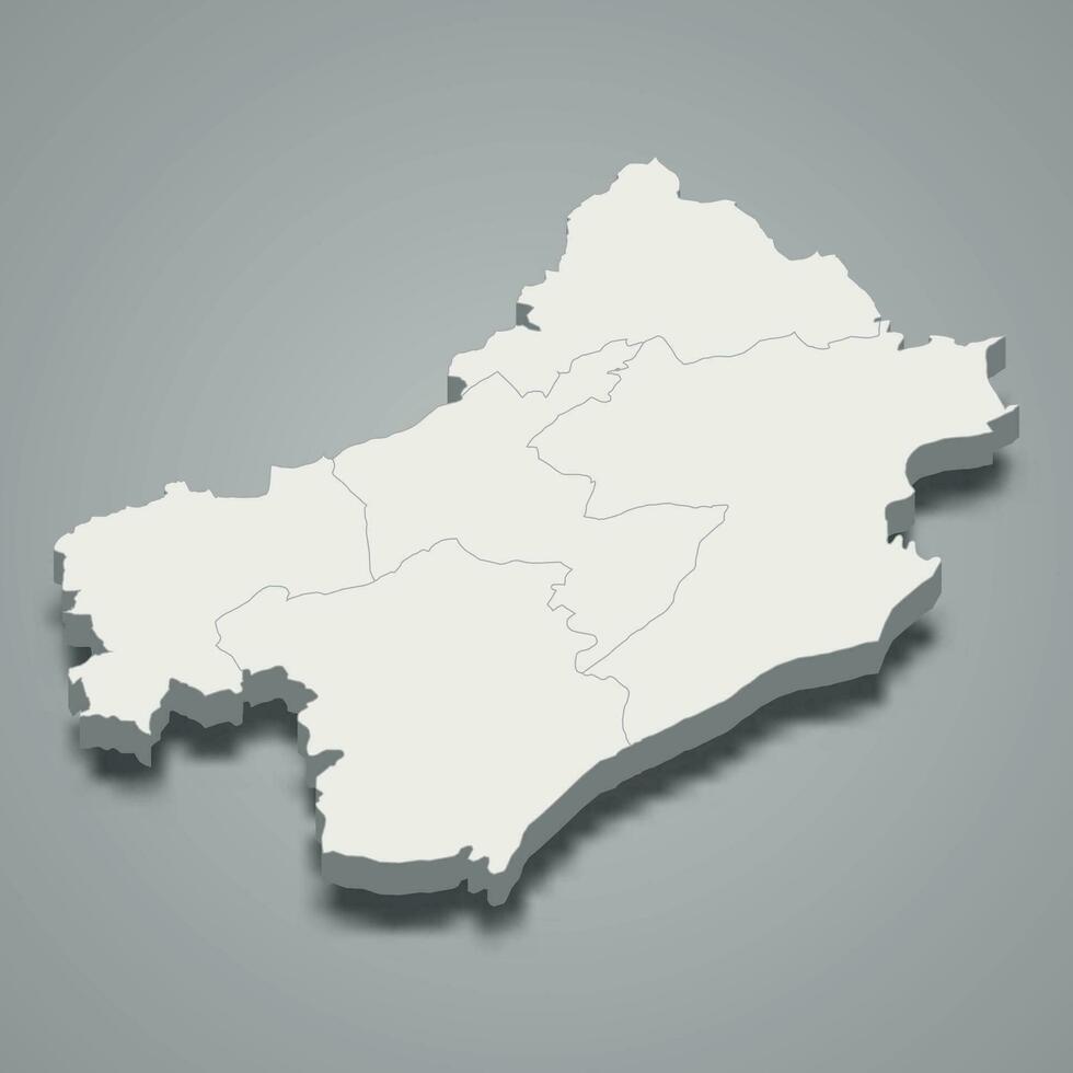3d isométrica mapa de draa-tafilalet es un región de Marruecos vector