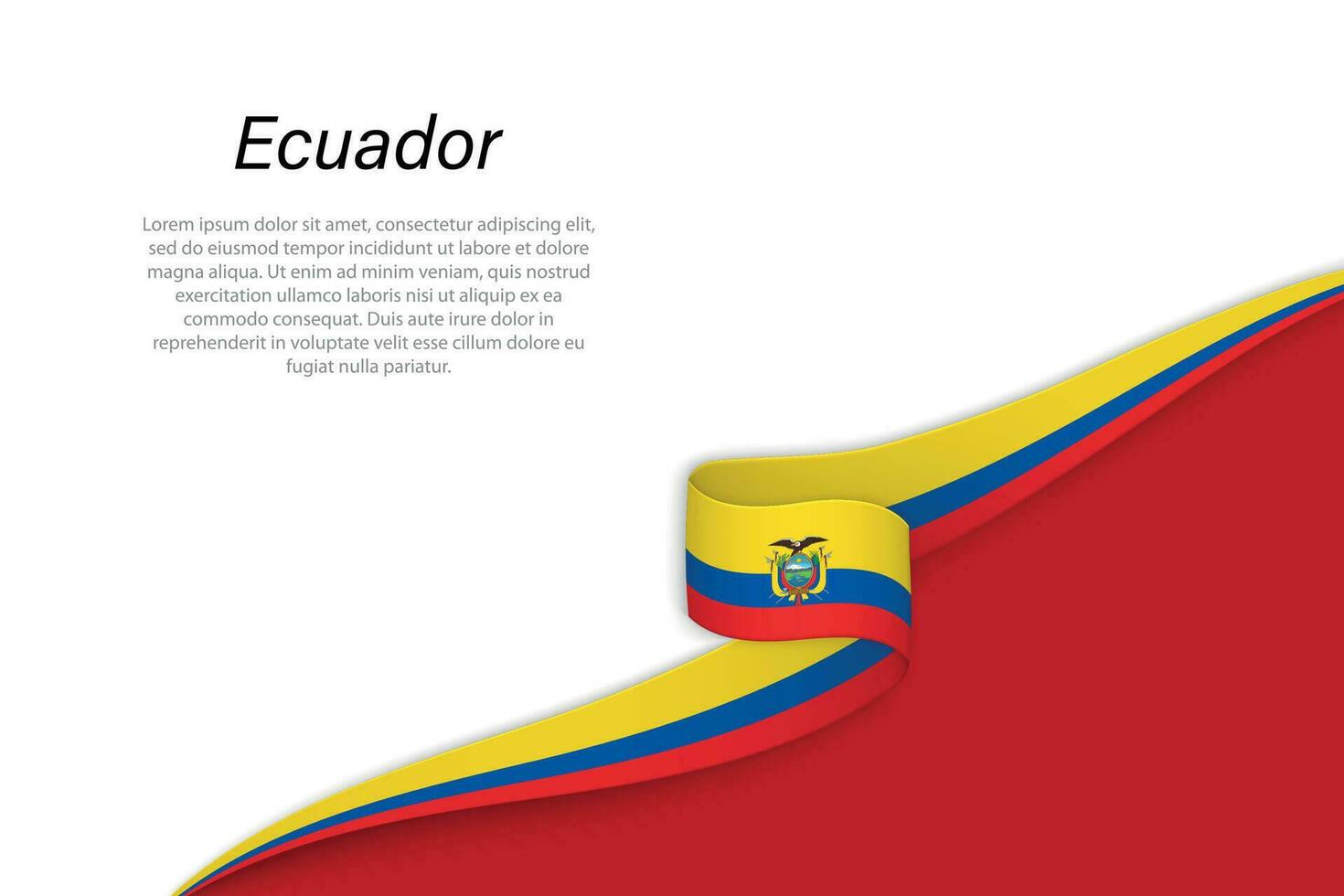 Wave flag of Ecuador with copyspace background vector
