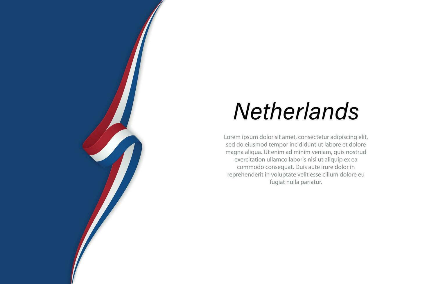 Wave flag of Netherlands with copyspace background. vector