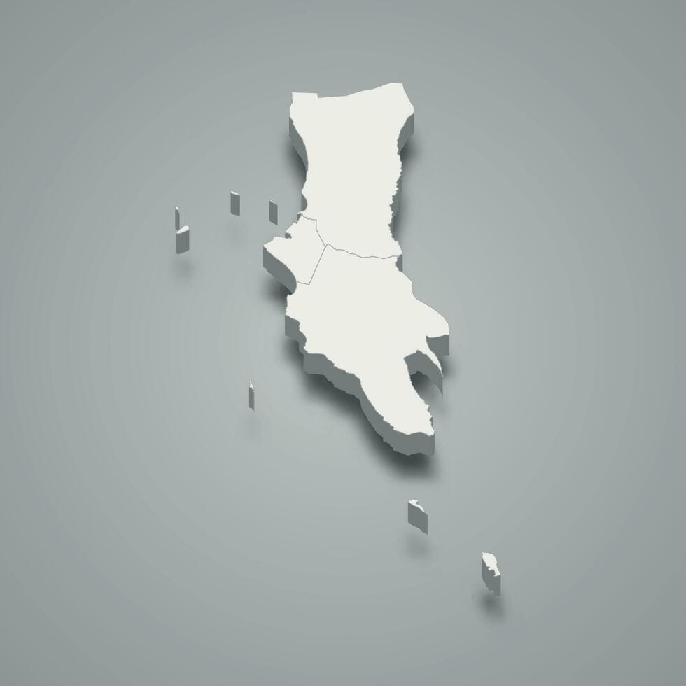 3d isometric map of Mjini Magharibi is a region of Tanzania vector