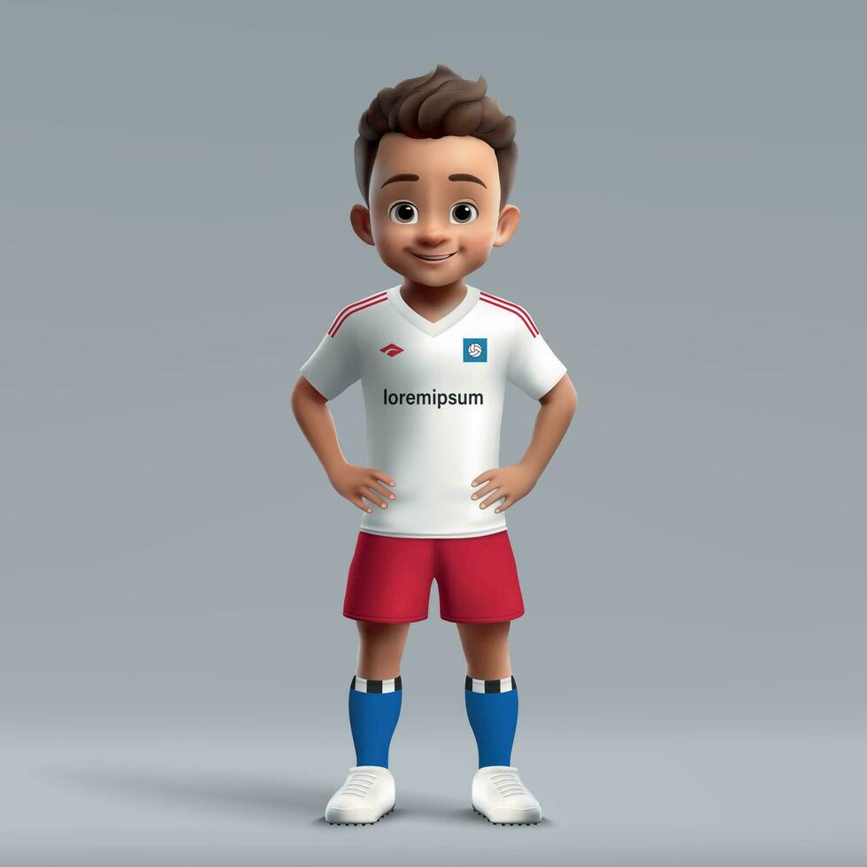 3d dibujos animados linda joven fútbol jugador en fútbol americano uniforme vector