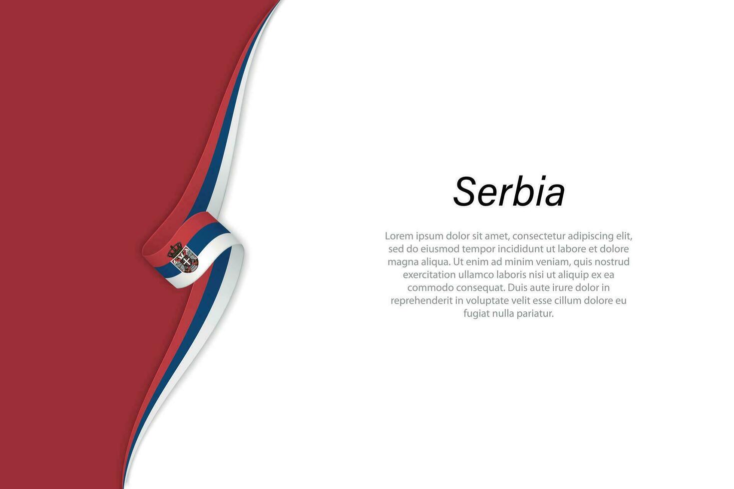 Wave flag of Serbia with copyspace background. vector