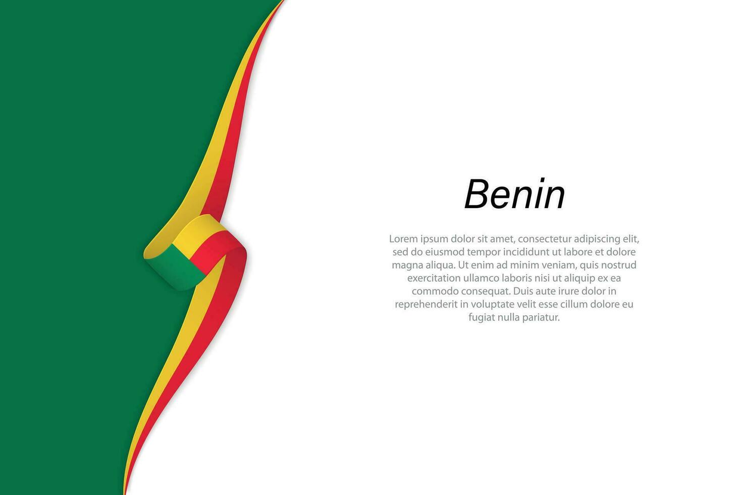 Wave flag of Benin with copyspace background vector