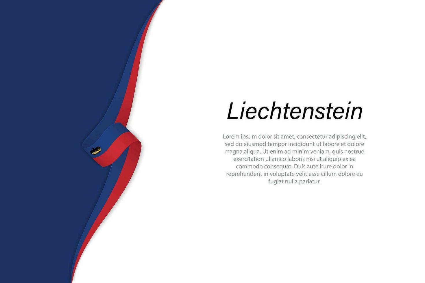 Wave flag of Liechtenstein with copyspace background. vector