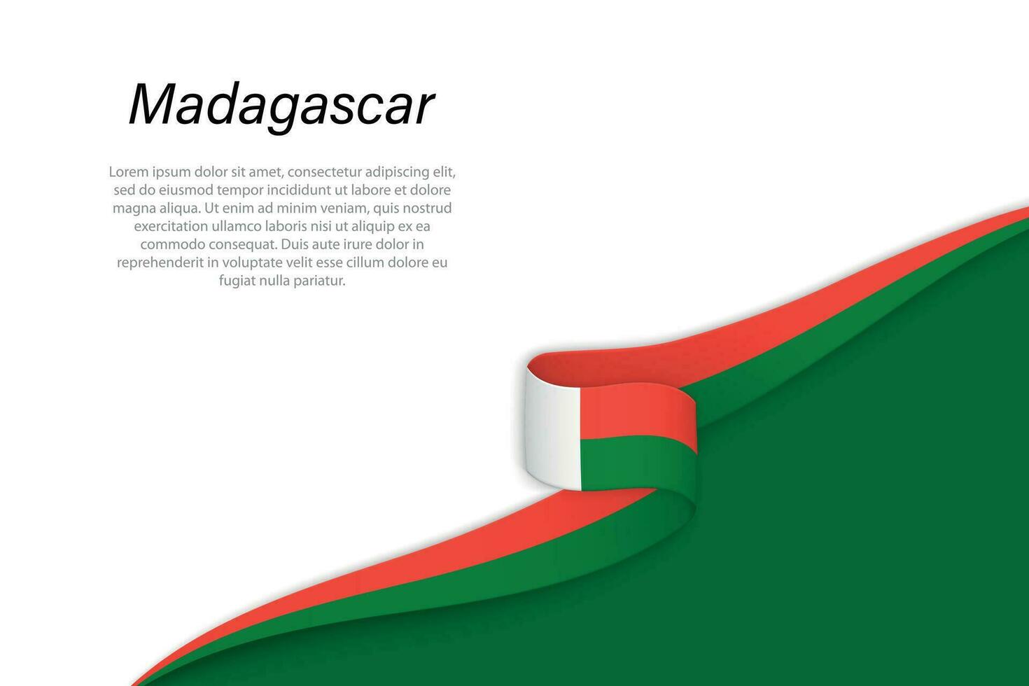 Wave flag of Madagascar with copyspace background vector