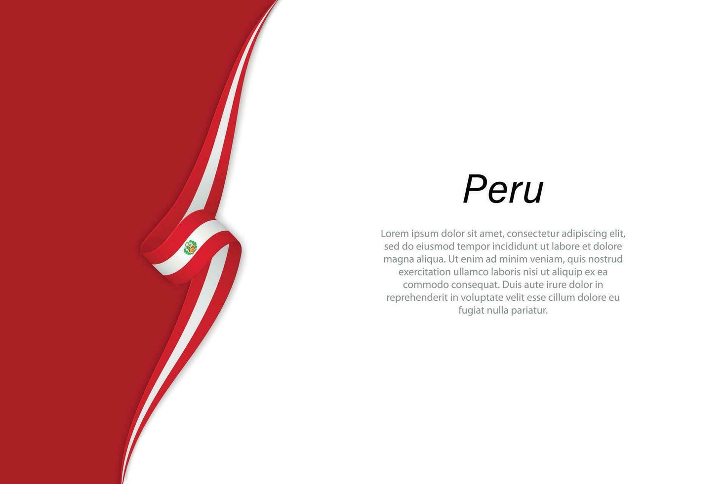 Wave flag of Peru with copyspace background. vector