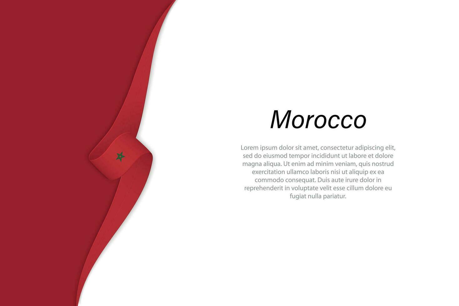 Wave flag of Morocco with copyspace background vector