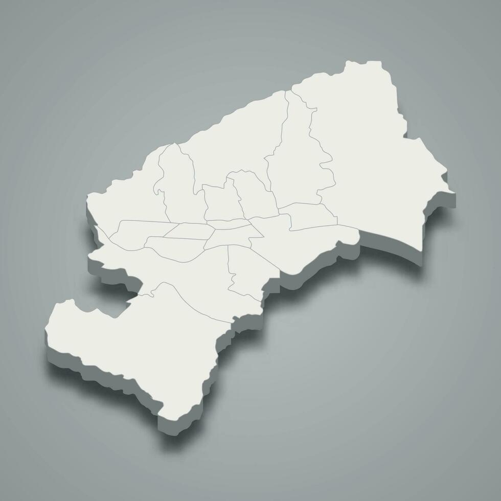 3d isometric map of City of Zagreb is a county of Croatia vector