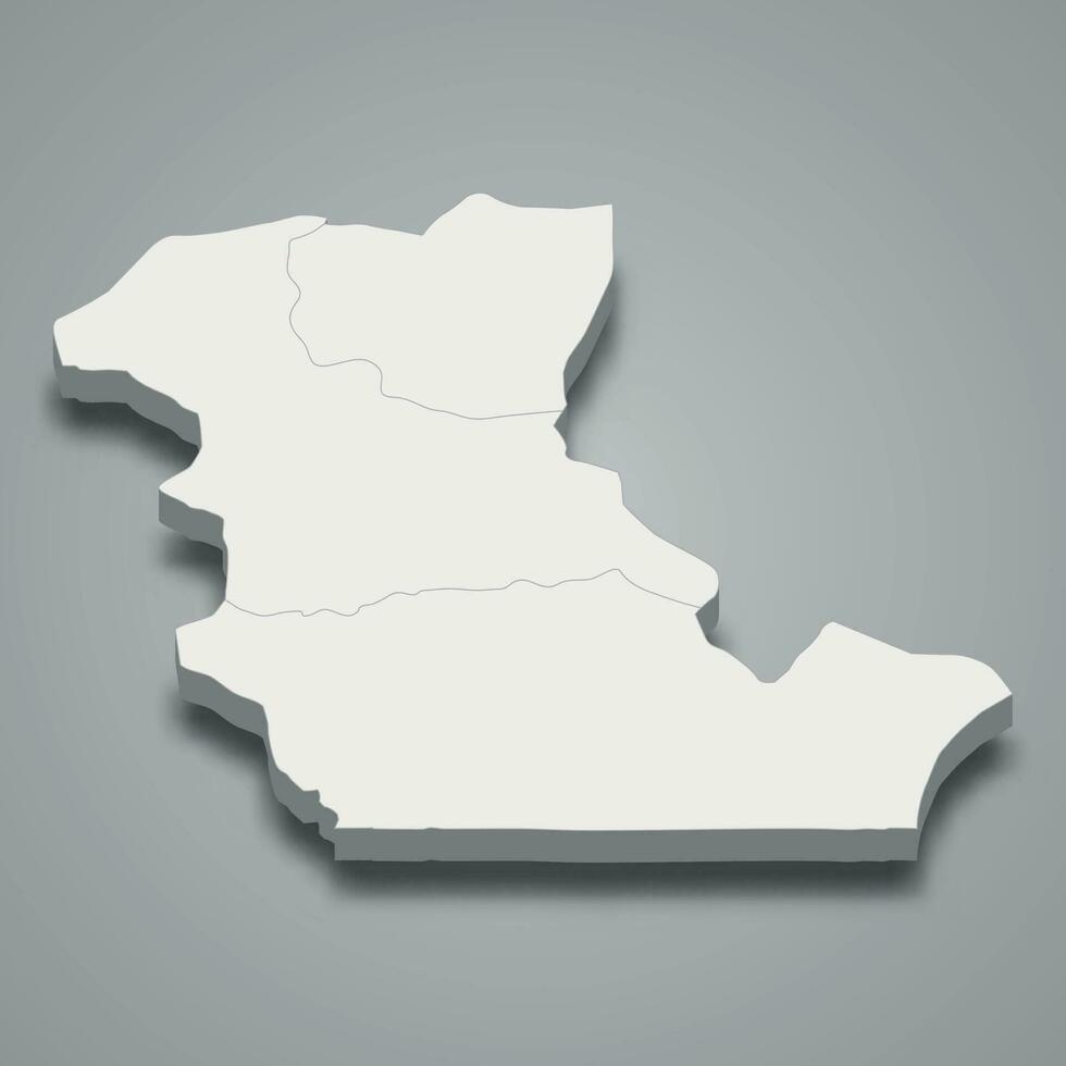 3d isométrica mapa de kaolack es un región de Senegal vector