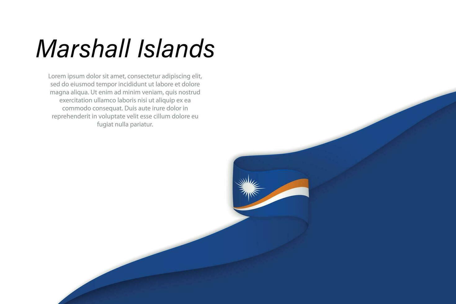 Wave flag of Marshall Islands with copyspace background vector