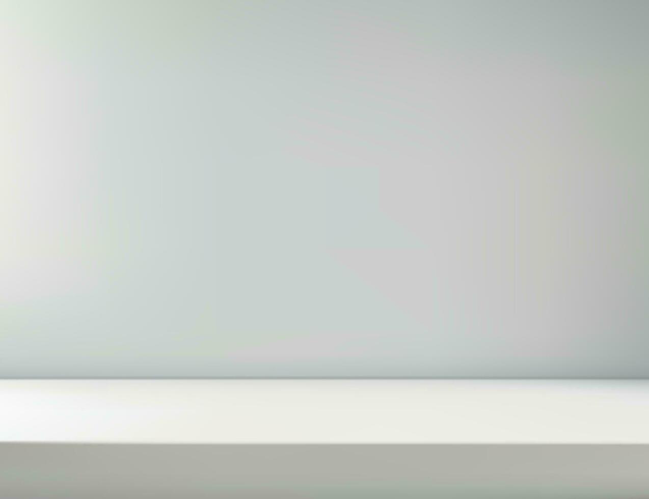 Empty white studio room with blank table podium. vector