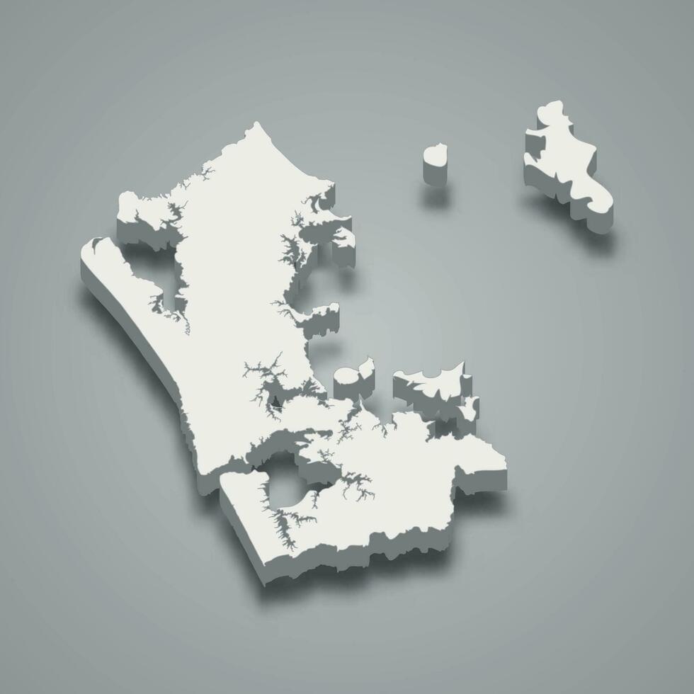 3d isometric map of Auckland is a region of New Zealand vector