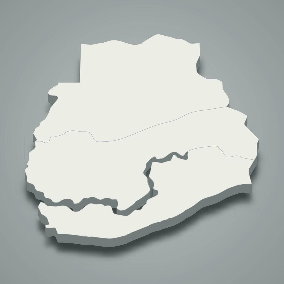 3d isometric map of Sedhiou is a region of Senegal vector