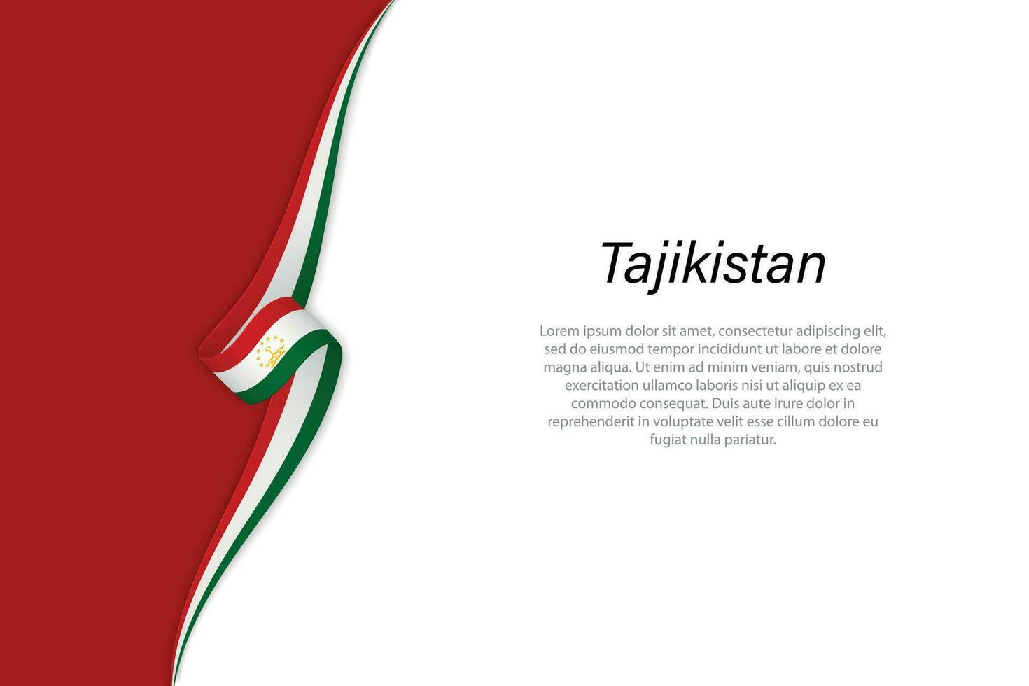 Wave flag of Tajikistan with copyspace background vector