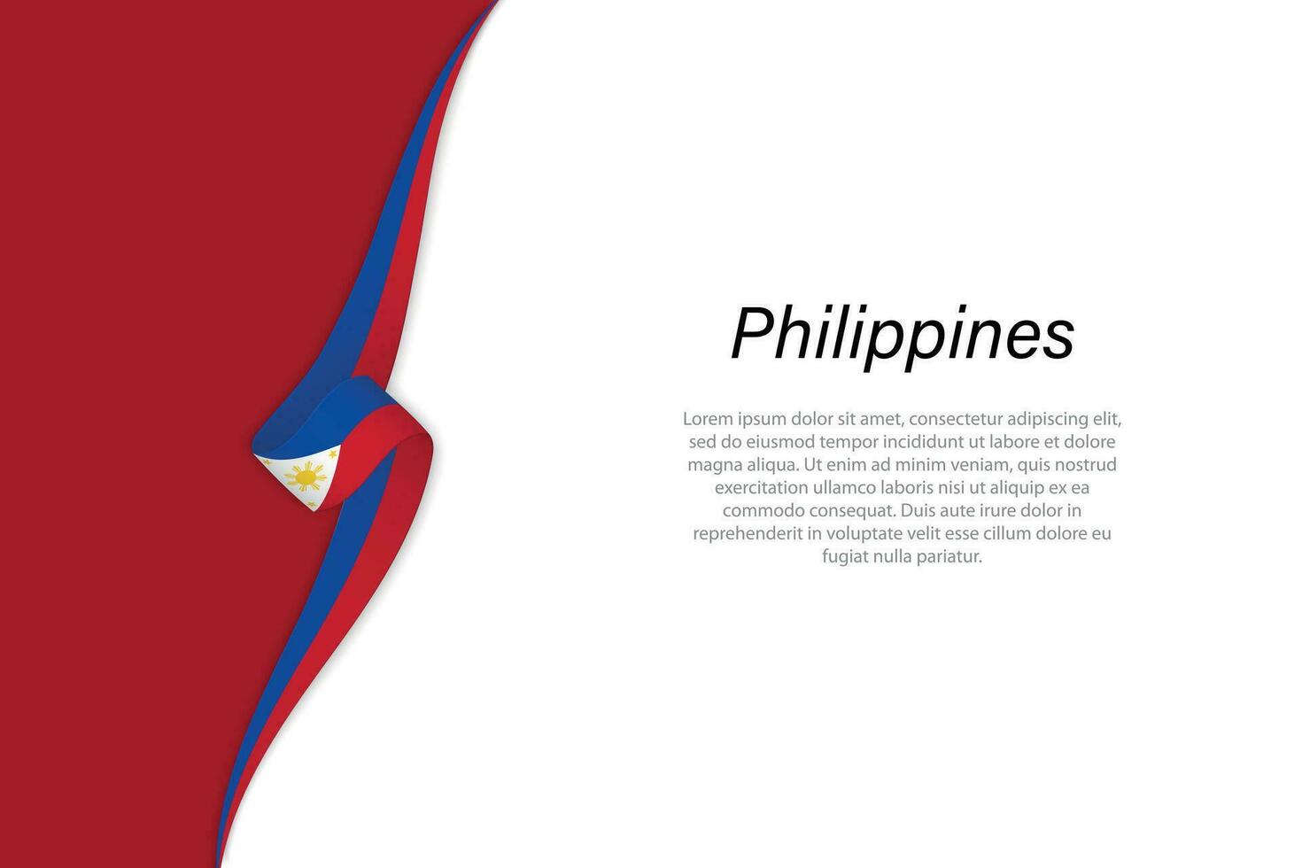 Wave flag of Philippines with copyspace background vector