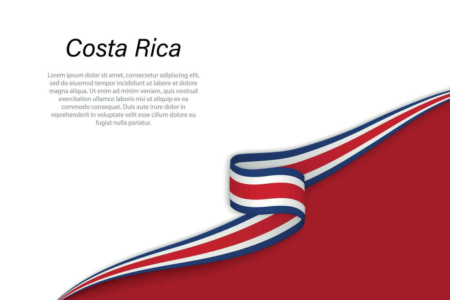Wave flag of Costa Rica with copyspace background vector