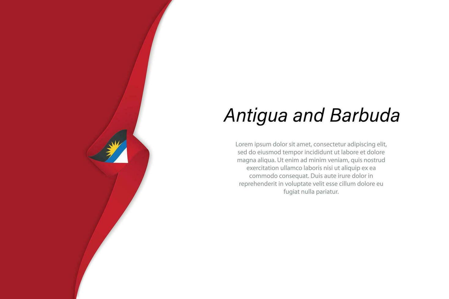 Wave flag of Antigua and Barbuda with copyspace background. vector