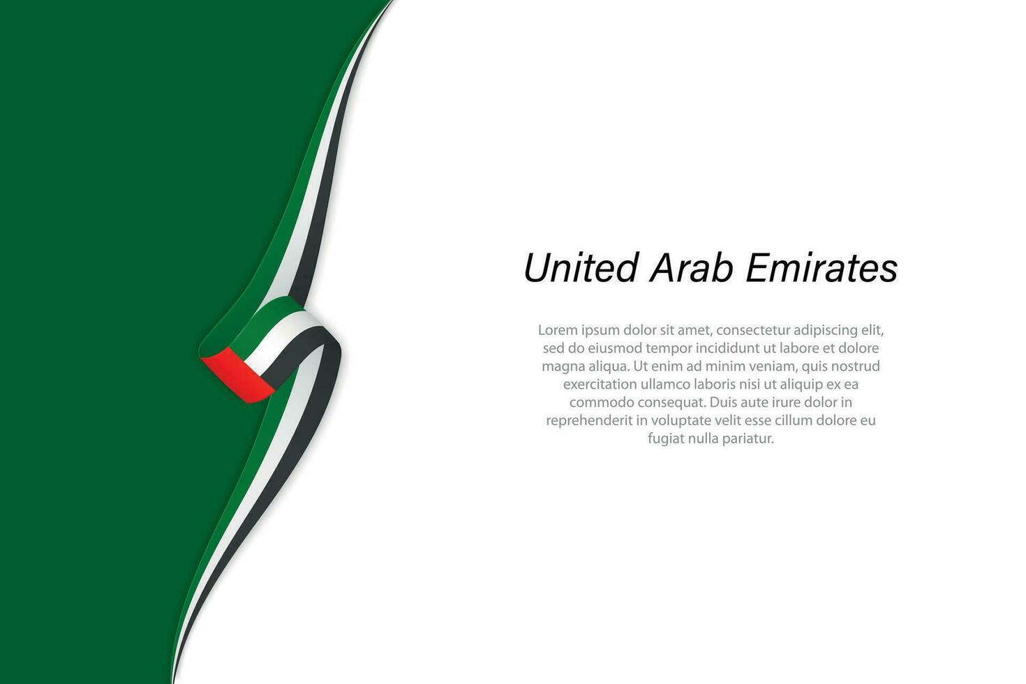 Wave flag of United Arab Emirates with copyspace background vector
