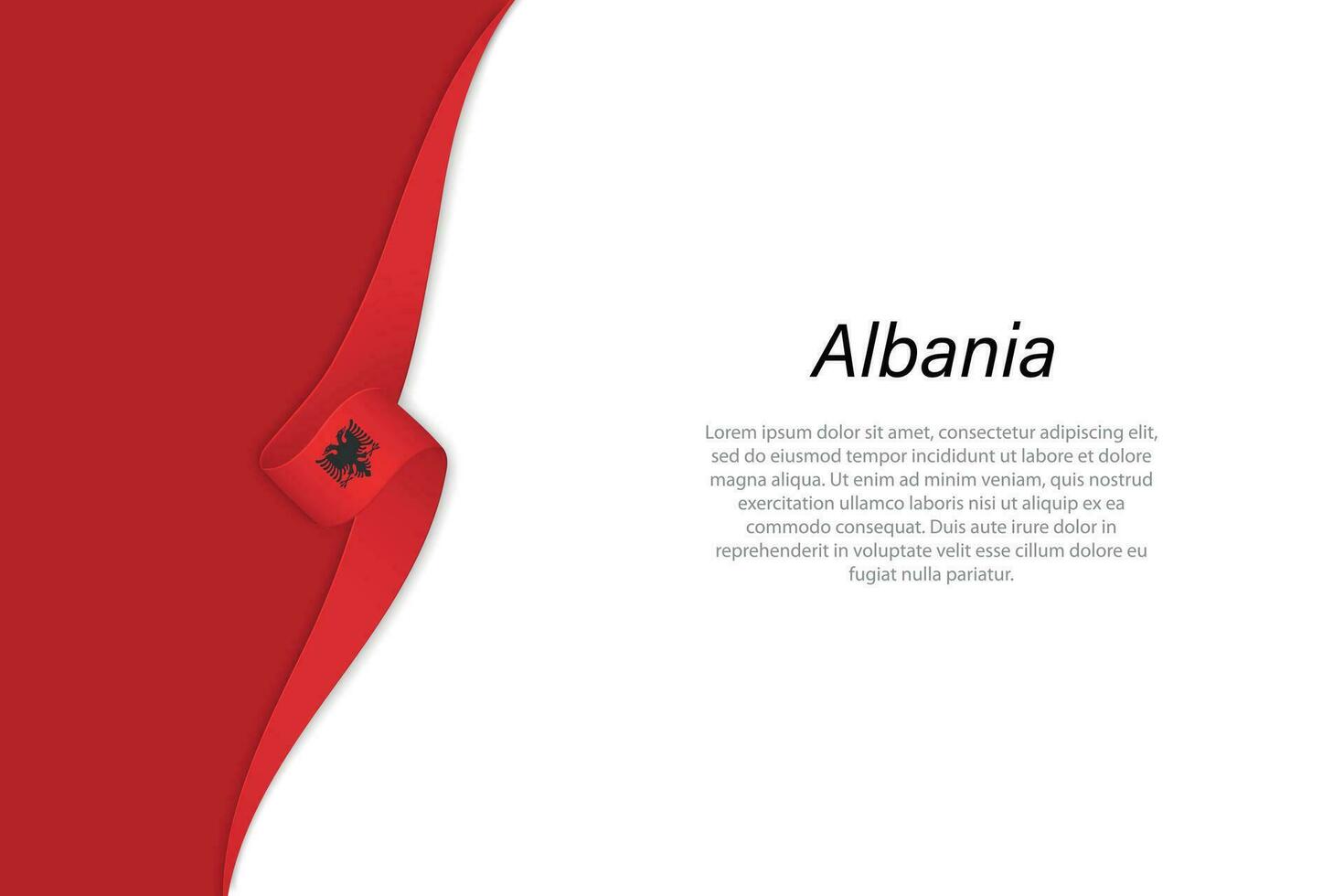Wave flag of Albania with copyspace background. vector