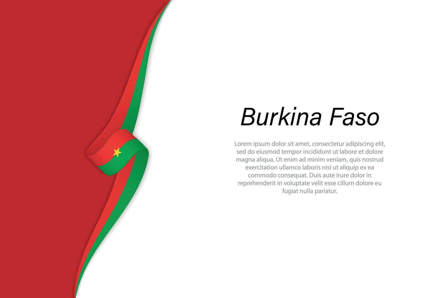 Wave flag of Burkina Faso with copyspace background vector