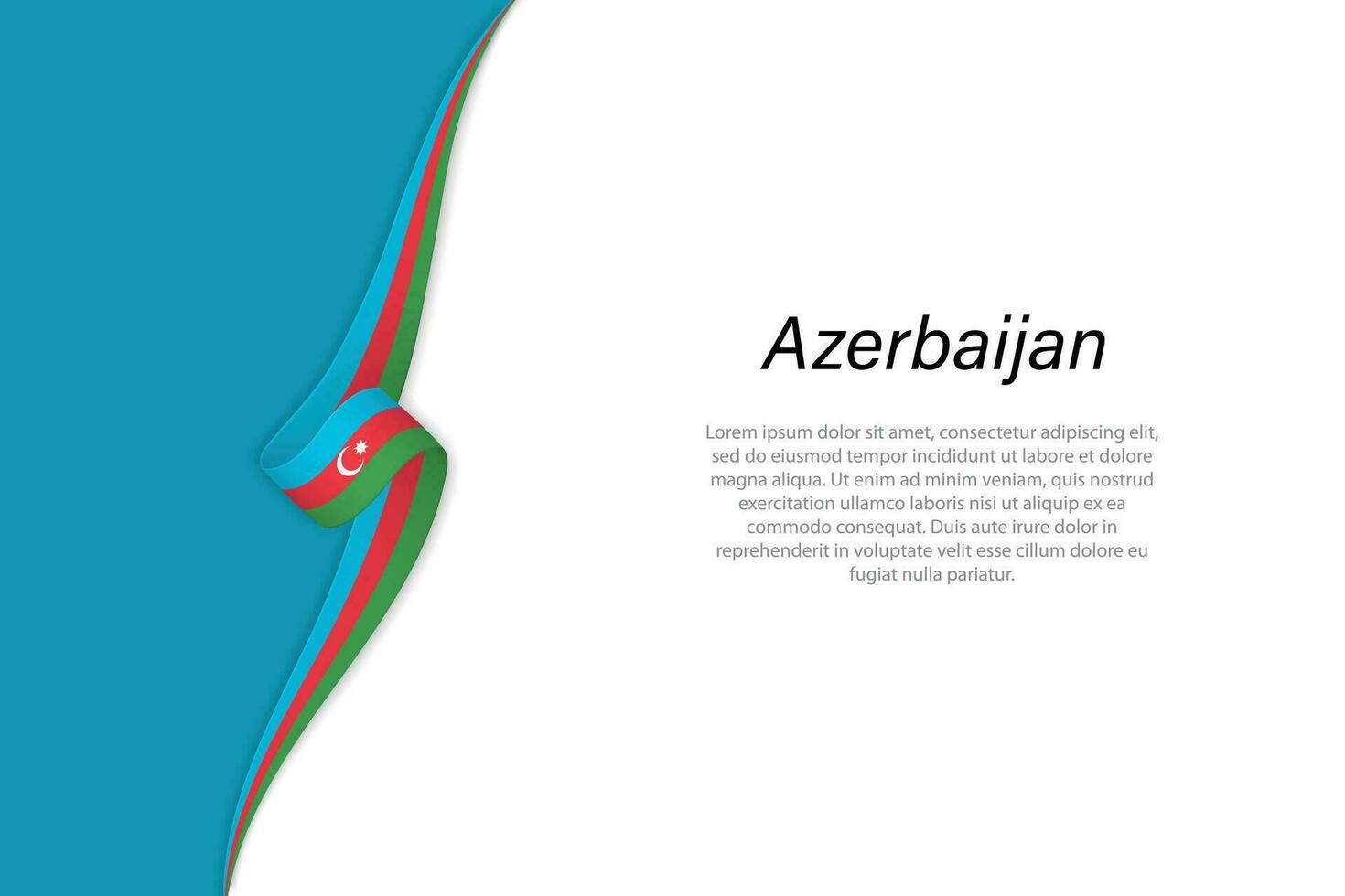 Wave flag of Azerbaijan with copyspace background. vector