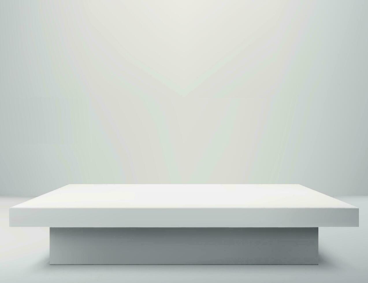 Empty white studio room with blank table podium. vector