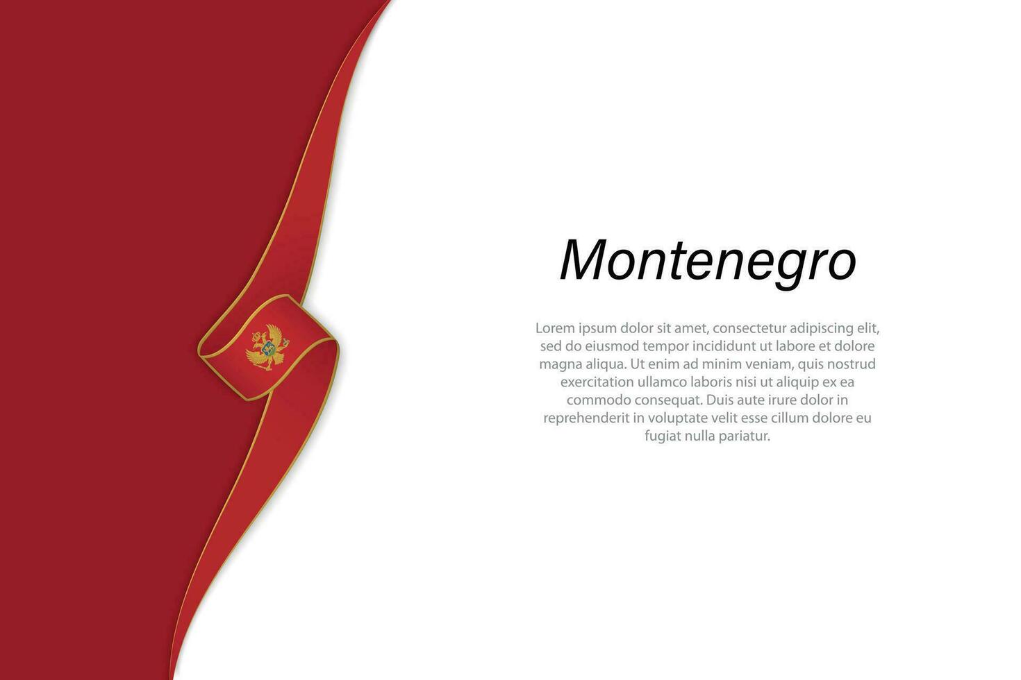 Wave flag of Montenegro with copyspace background. vector